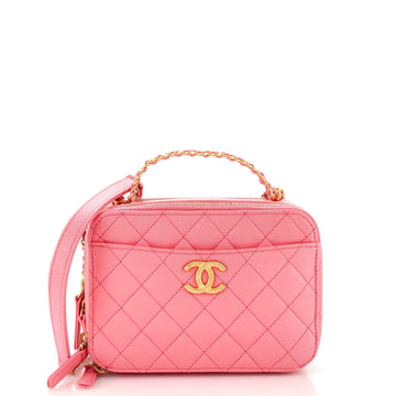 Chanel Pick Me Up Logo Handle Vanity Case Quilted Caviar Small