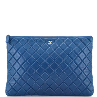 Chanel O Case Clutch Quilted Lambskin Large