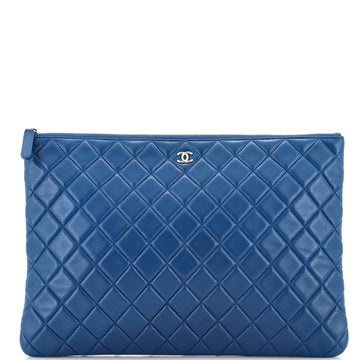 Chanel O Case Clutch Quilted Lambskin Large