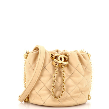 Chanel About Pearls Bucket Bag Quilted Calfskin Mini