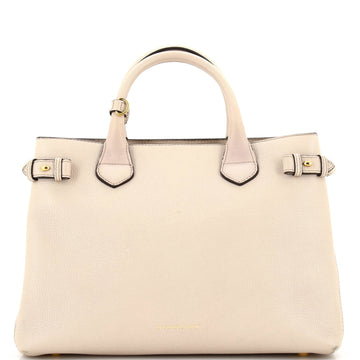 Burberry Banner Tote Leather and House Check Canvas Medium