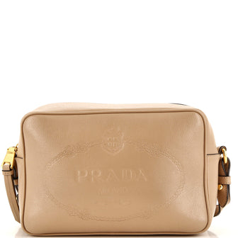 Prada Logo Camera Bag Embossed Leather Small