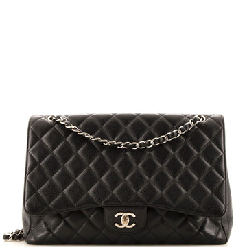 Chanel Vintage Classic Single Flap Bag Quilted Caviar Maxi