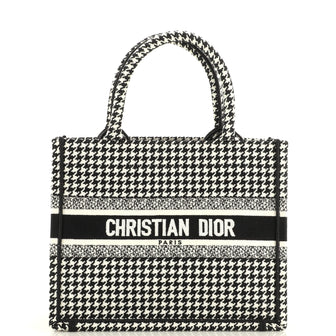 Christian Dior Book Tote Houndstooth Canvas Small