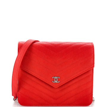 Chanel Square Wallet on Chain Chevron Caviar