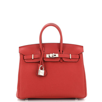 Birkin Handbag Rouge Vif Togo with Palladium Hardware 25