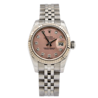 Rolex Oyster Perpetual Datejust Automatic Watch Stainless Steel and White Gold with Diamond Markers 26