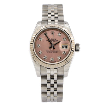 Rolex Oyster Perpetual Datejust Automatic Watch Stainless Steel and White Gold with Diamond Markers 26