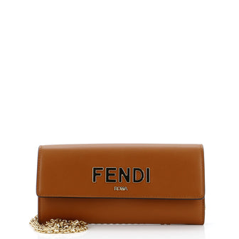 Fendi Roma Logo Continental Wallet on Chain Leather
