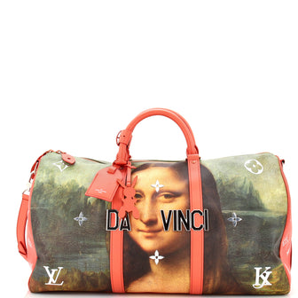 Louis Vuitton Keepall Bandouliere Bag Limited Edition Jeff Koons Da Vinci Print Canvas 50