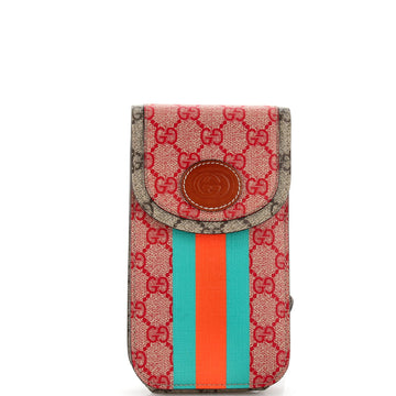 Gucci x Dans Le Vert Web Flap Phone Holder Crossbody Bag Multicolor GG Coated Canvas