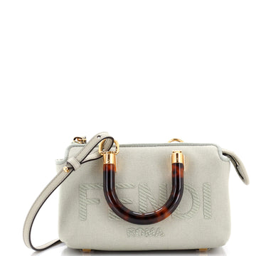 Fendi Logo By The Way Top Handle Bag Embroidered Canvas Mini