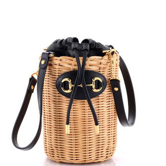 Gucci Horsebit 1955 Bucket Bag Wicker and Leather Small