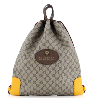 Gucci Neo Vintage Drawstring Backpack GG Coated Canvas Large