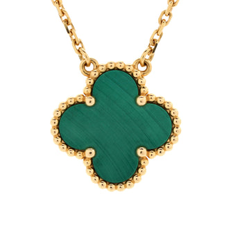 Van Cleef & Arpels Vintage Alhambra Pendant Necklace 18K Yellow Gold and Malachite