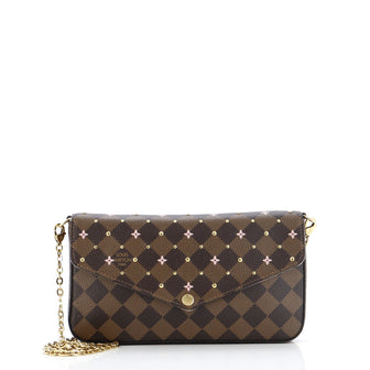Louis Vuitton Felicie Pochette Flower Printed Studded Damier