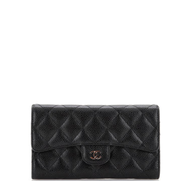 Chanel L-Flap Wallet Quilted Caviar Long