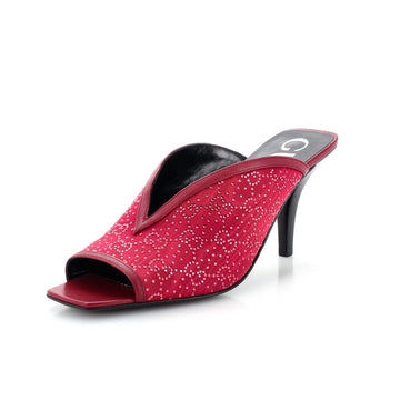 Gucci Women's Heeled Mule Sandals GG Crystal Embellished Fabric