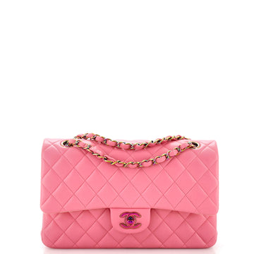 Chanel Classic Double Flap Bag Quilted Lambskin with Rainbow Hardware Small