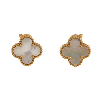 Van Cleef & Arpels Vintage Alhambra Clip-On Earrings 18K Yellow Gold and Mother of Pearl