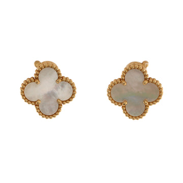 Van Cleef & Arpels Vintage Alhambra Clip-On Earrings 18K Yellow Gold and Mother of Pearl
