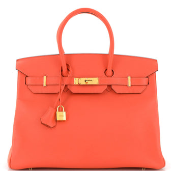 Hermes Birkin Handbag Red Epsom with Gold Hardware 35