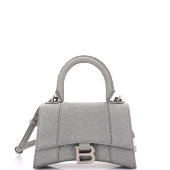 Balenciaga Hourglass Top Handle Bag Glitter Leather XS