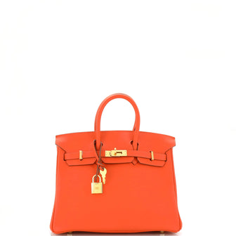 Hermes Birkin Handbag Orange Swift with Gold Hardware 25