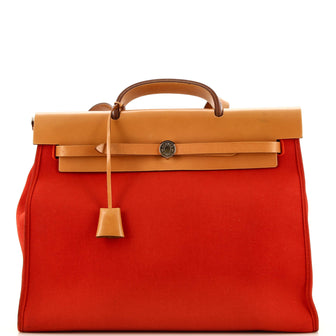 Hermes Herbag Zip Leather and Toile 39