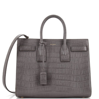 Saint Laurent Sac de Jour Bag Crocodile Embossed Leather Small