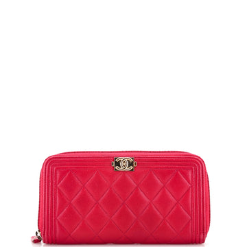 Chanel Boy Zip Around Wallet Quilted Caviar Long