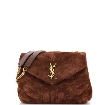 Saint Laurent Loulou Shoulder Bag Matelasse Chevron Velvet Small