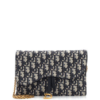 Christian Dior Saddle Chain Clutch Oblique Canvas