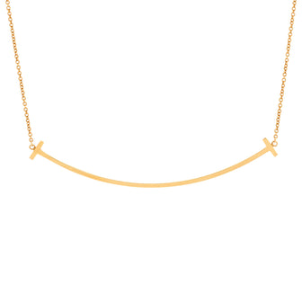 Tiffany & Co. T Smile Pendant Necklace 18K Yellow Gold Large