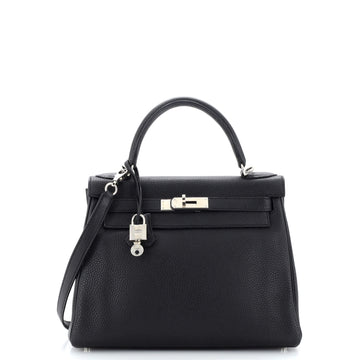 Hermes Kelly Handbag Black Togo with Palladium Hardware 28