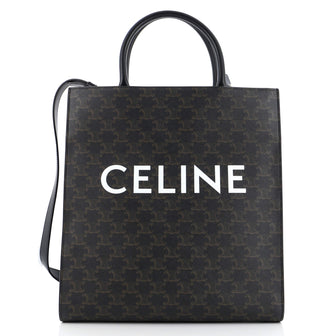Celine Vertical Cabas Tote Triomphe Coated Canvas Small