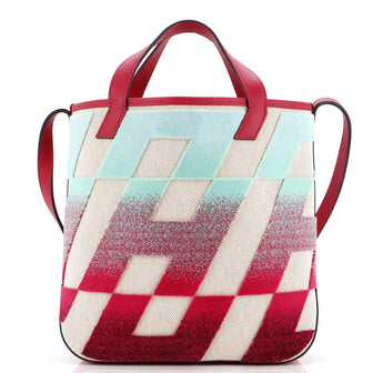 Hermes Cabas H en Biais Tote Tufted Motif Canvas with Leather 27