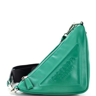 Prada Triangle Logo Zip Crossbody Bag Leather Small