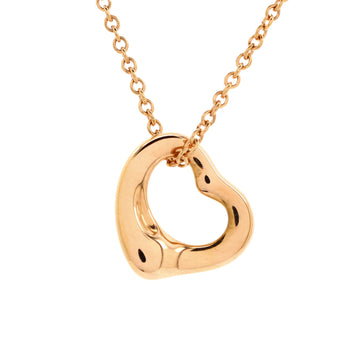 Tiffany & Co. Elsa Peretti Open Heart Pendant Necklace 18K Rose Gold 11mm