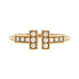 Tiffany & Co. T Wire Ring 18K Yellow Gold with Diamonds