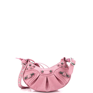 Balenciaga Le Cagole Giant Studs Shoulder Bag Glitter Leather XS