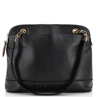 Chanel Vintage Logo Chain Tote Caviar Large