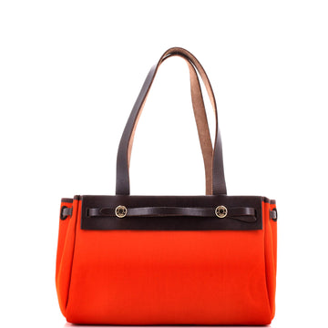 Hermes Herbag Cabas Toile and Leather PM