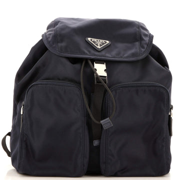 Prada Double Pocket Buckle Backpack Tessuto Medium