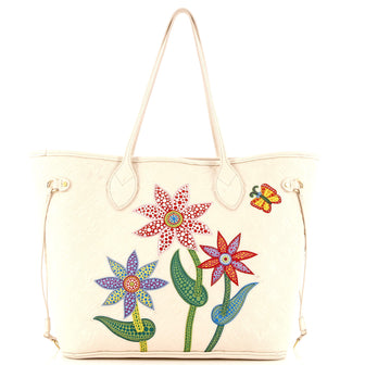 Louis Vuitton Neverfull NM Tote Yayoi Kusama Flowers Monogram Empreinte Leather MM