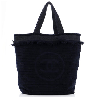 Chanel CC Beach Tote Fringe Terry Cloth Large