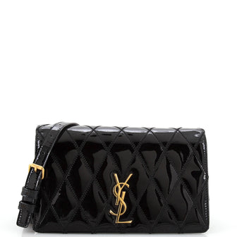 Saint Laurent Angie Chain Shoulder Bag Quilted Patent Small