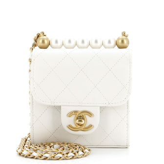 Chanel Chic Pearls Flap Clutch with Chain Quilted Goatskin Mini