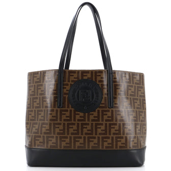Fendi FF Logo Stamp Shopping Tote Zucca Coated Canvas Medium