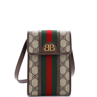 Balenciaga x Gucci The Hacker Project Web Phone Bag BB Coated Canvas